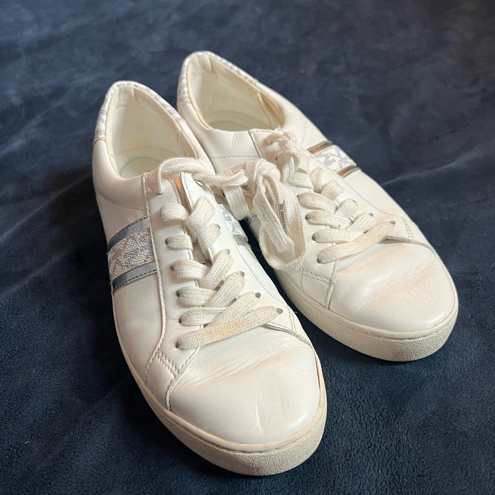 Michael Kors White Sneakers with Silver Accents